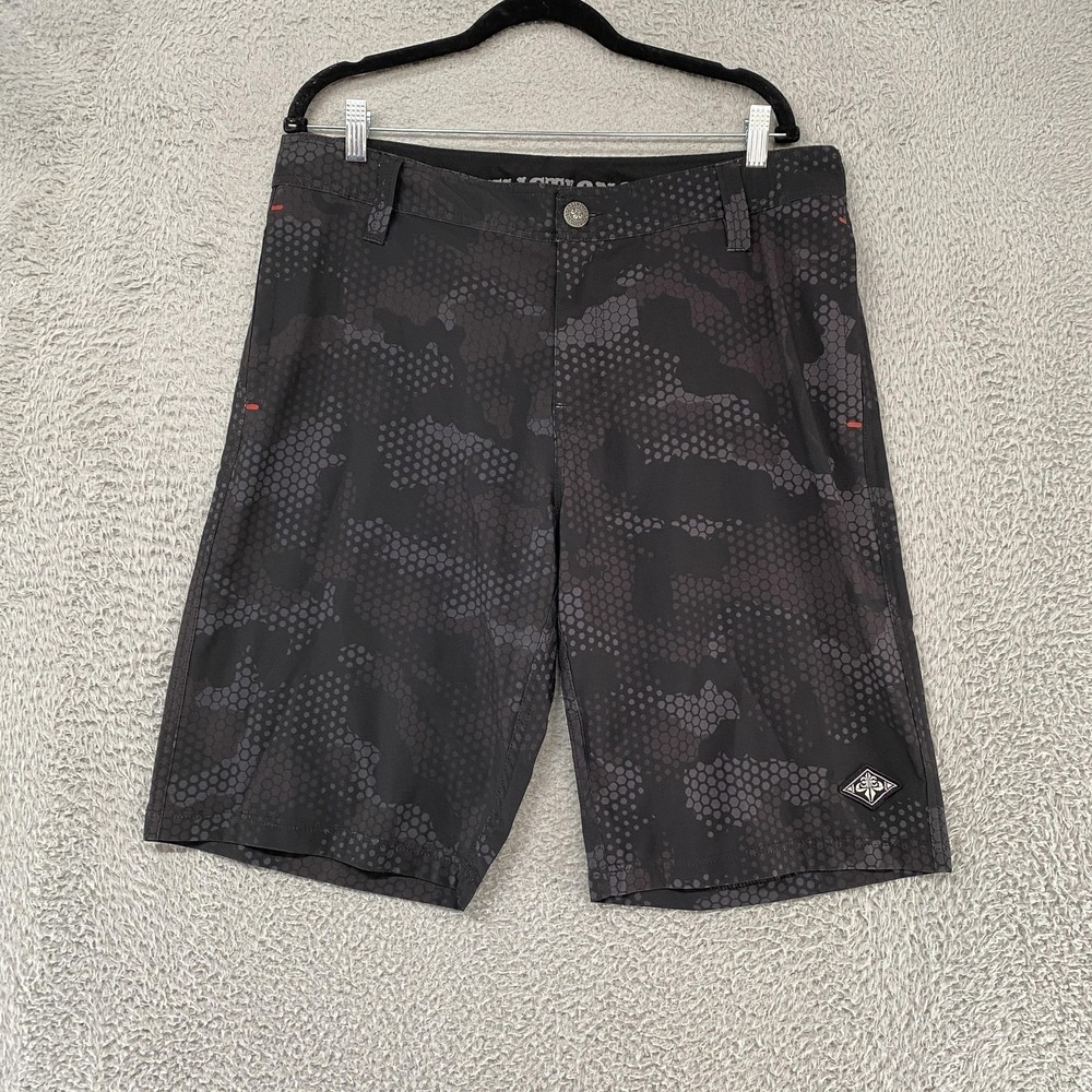 Affliction Board Shorts Mens 34 Camo Stretch 12 Inch Inseam Performance